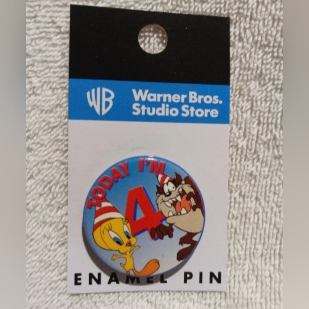Vintage Looney tune today I'm 4 birthday enamel pin